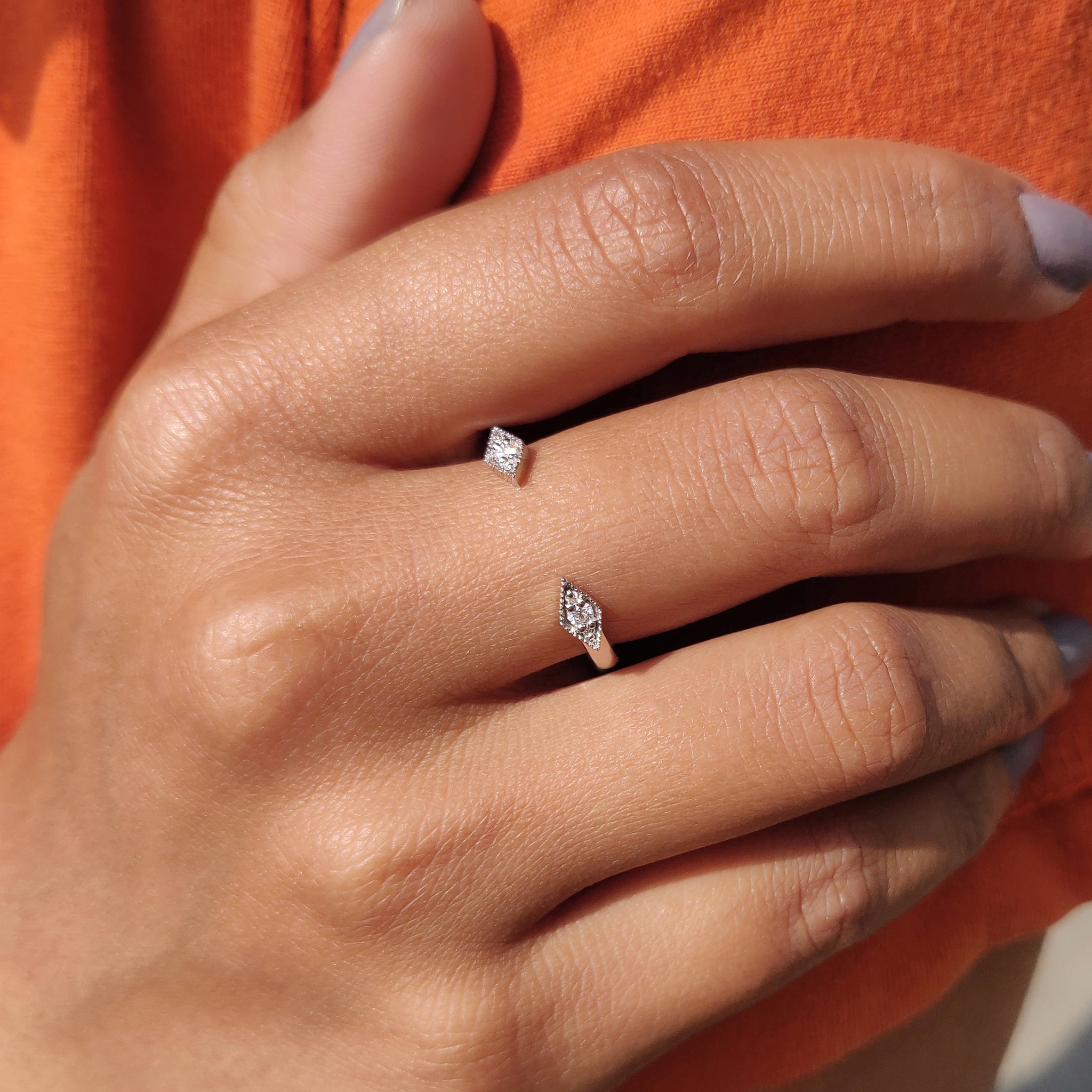 White Gold Open Ring In Round Cut Moissanite