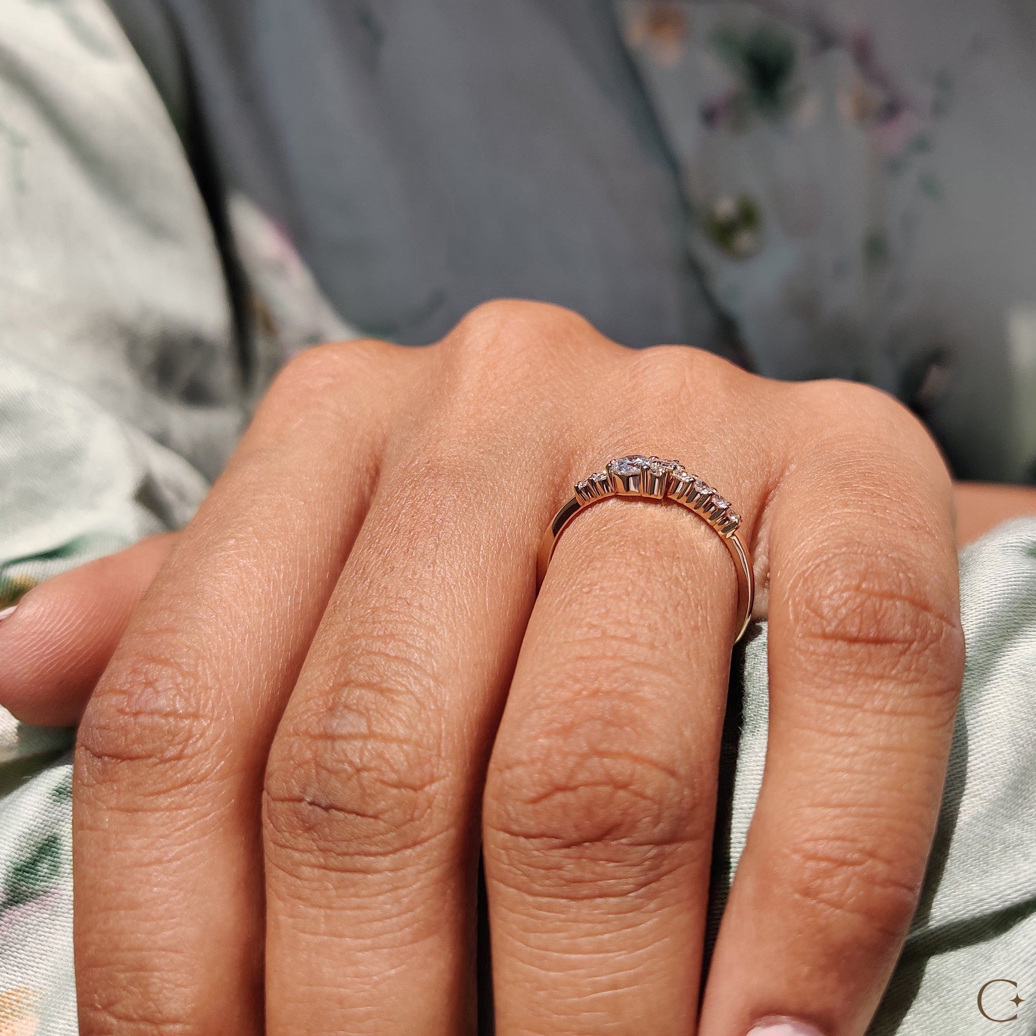 Cluster Engagement Ring With Round Cut Diamond
