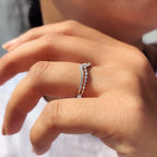 Round Cut Chevron Diamond Wedding Band