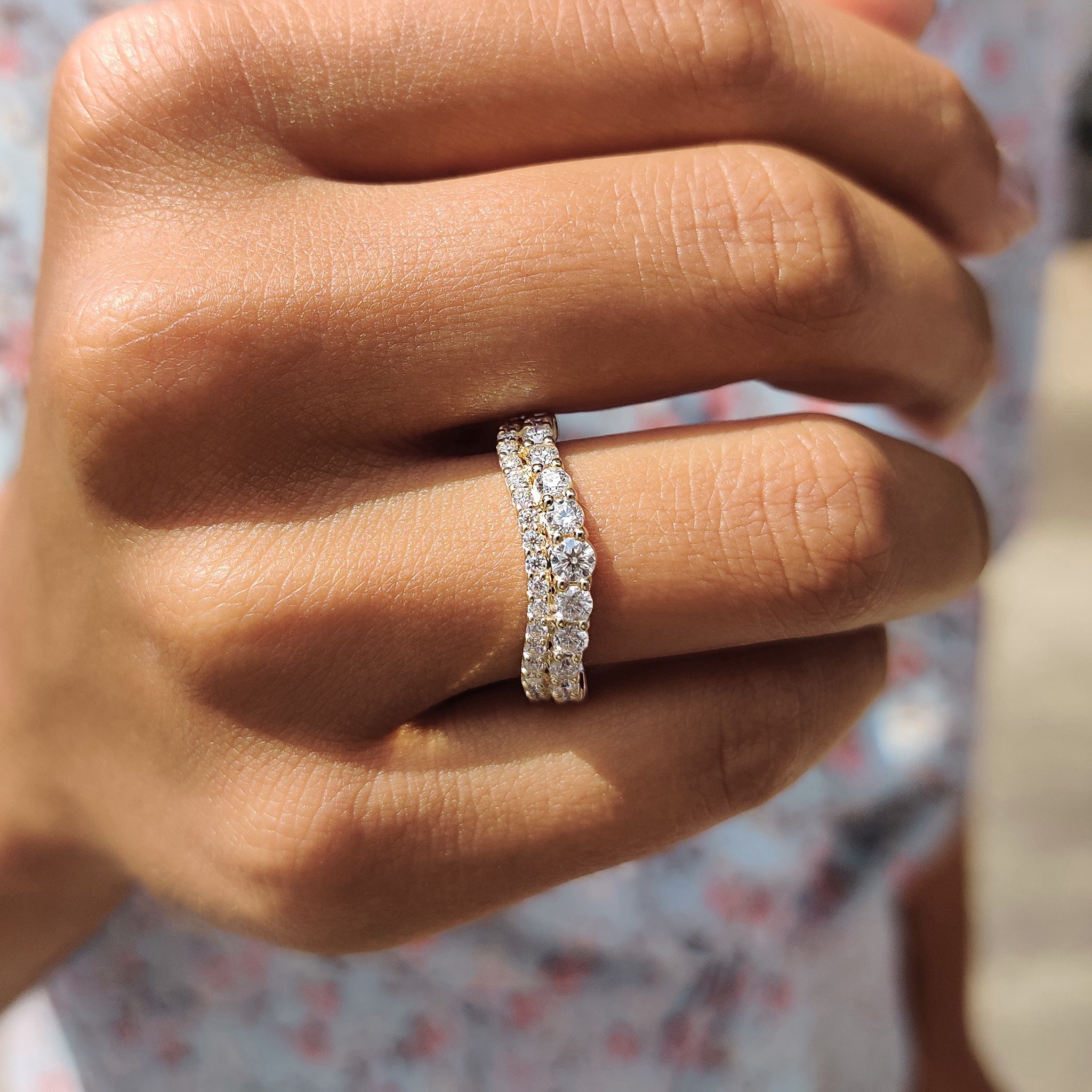 Half Eternity Wedding Band - Double Row  Style Imagen principal del producto
