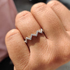 Zig Zag Band Featuring Round Cut Diamond