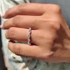 Half Eternity 5 Stone Wedding Band In white Gold