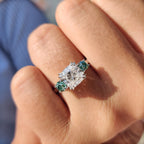 Cushion Cut Moissanite Ring Three Stone Ring
