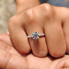 Round Cut Diamond Engagement Ring with Hidden Halo Design