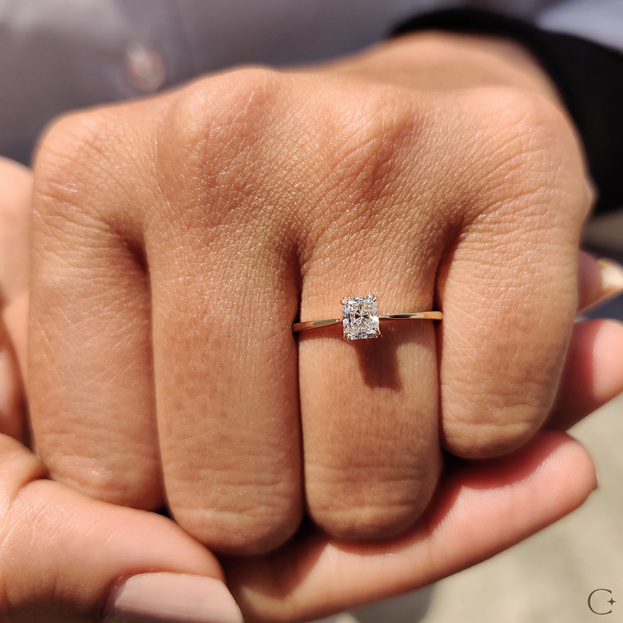 Radiant Cut Gold Engagement Ring in Solitaire Style