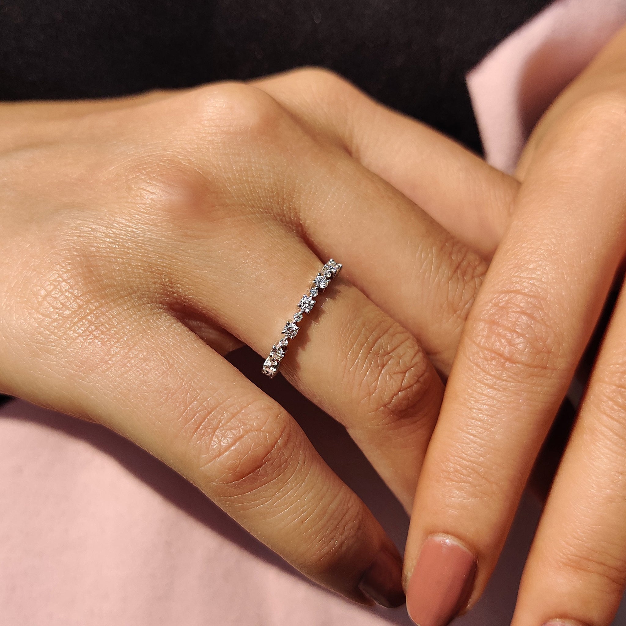 Moissanite Eternity Band With Round Cut Stones