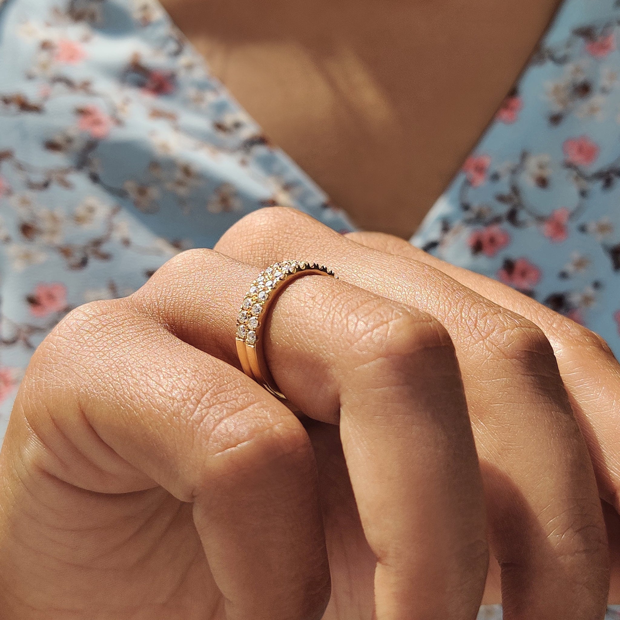 Moissanite Half Eternity Band In Round Cut For Women