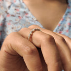 Round Cut Half Eternity Band In Zig Zag Setting