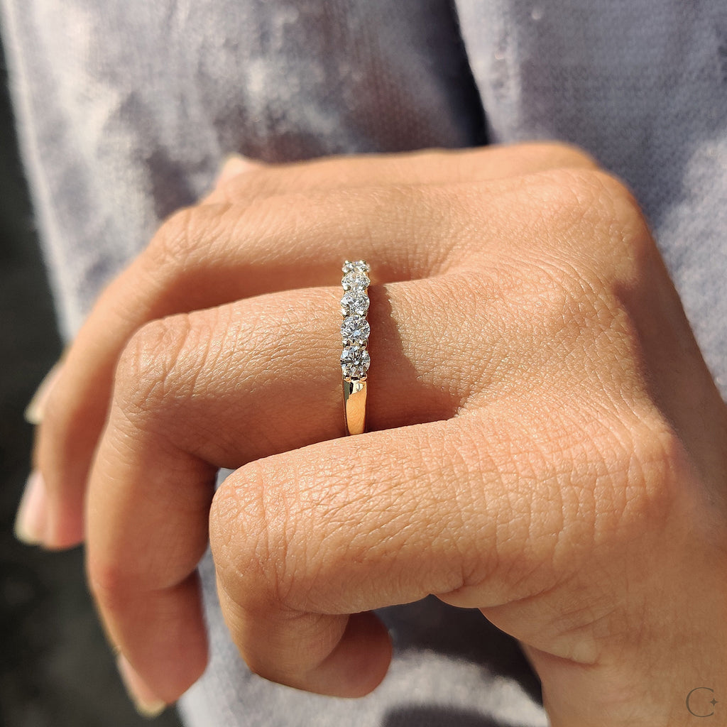 Round Cut Wedding Band In Half Eternity Style