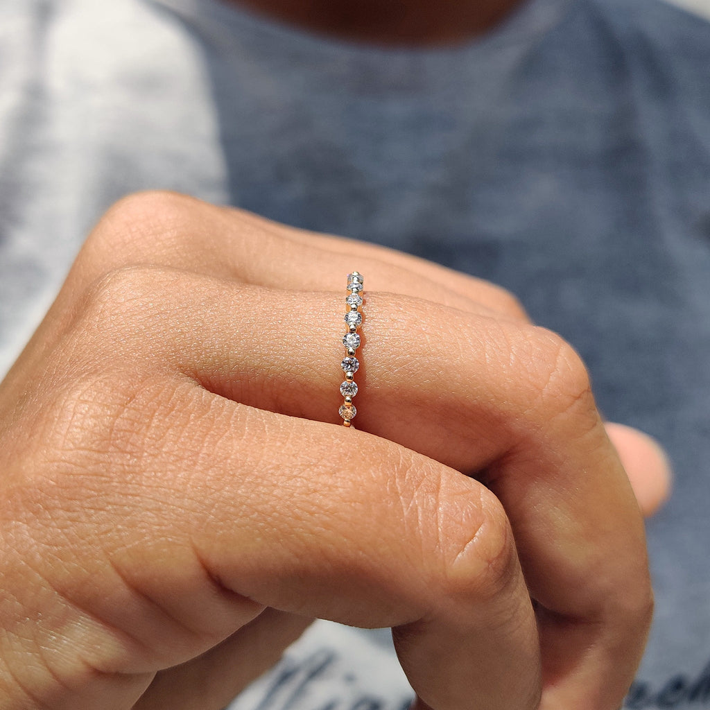 Yellow Gold Eternity Band In Round Cut Moissanite