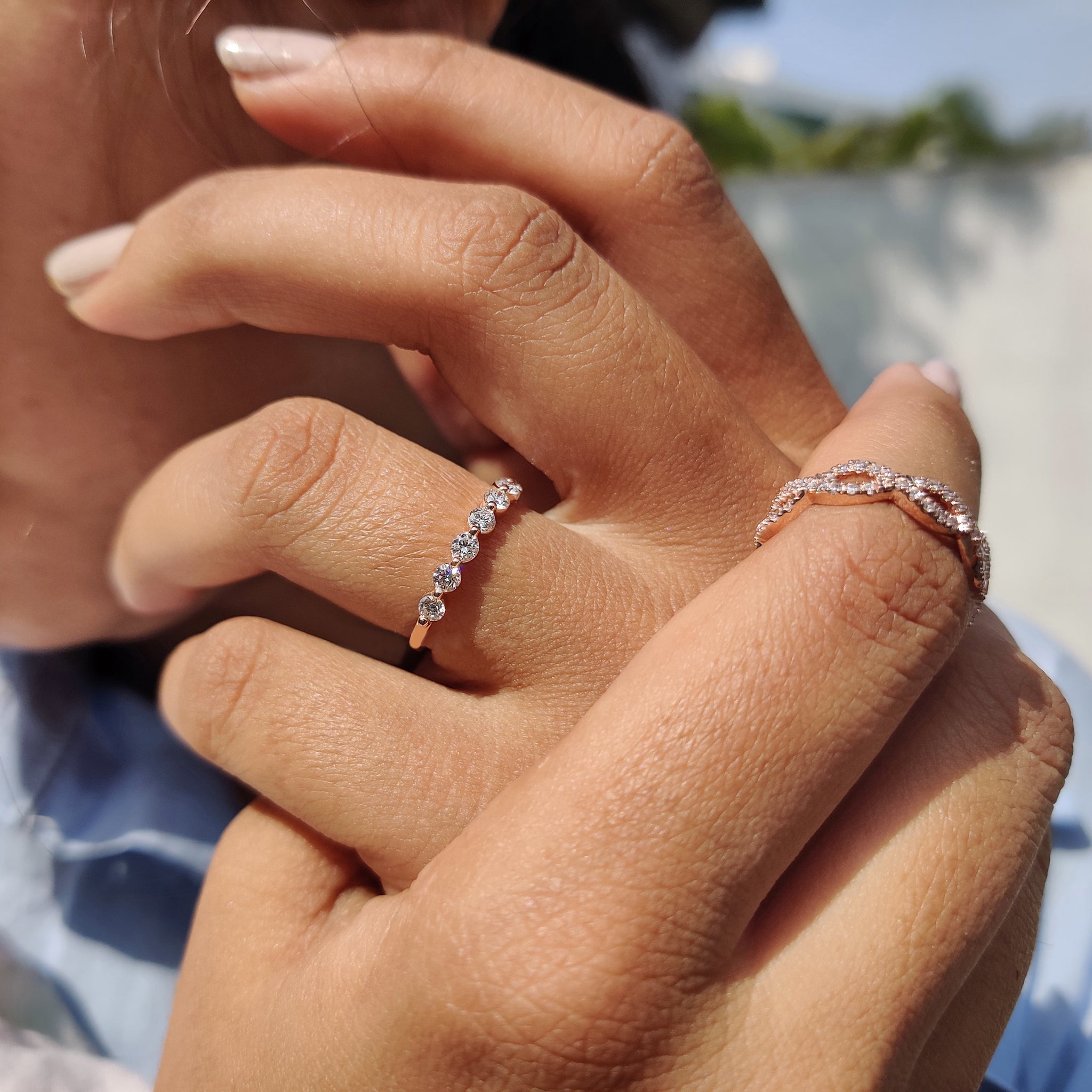 Shared Prong Eternity Band In Rose Gold