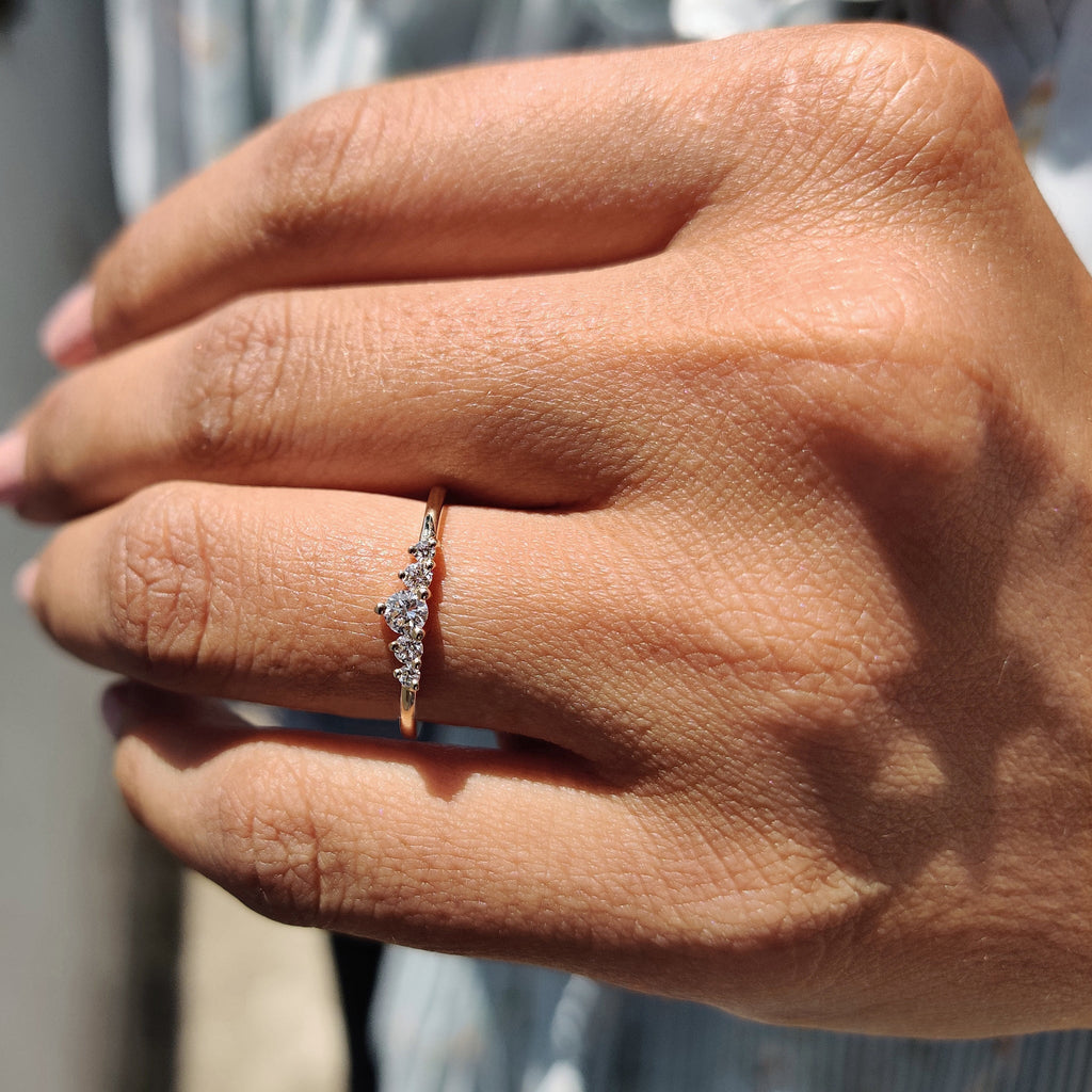 5 Stone Wedding Band - Round Diamonds