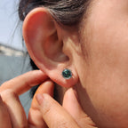 Portuguese Cut Cyan Blue Moissanite Earrings