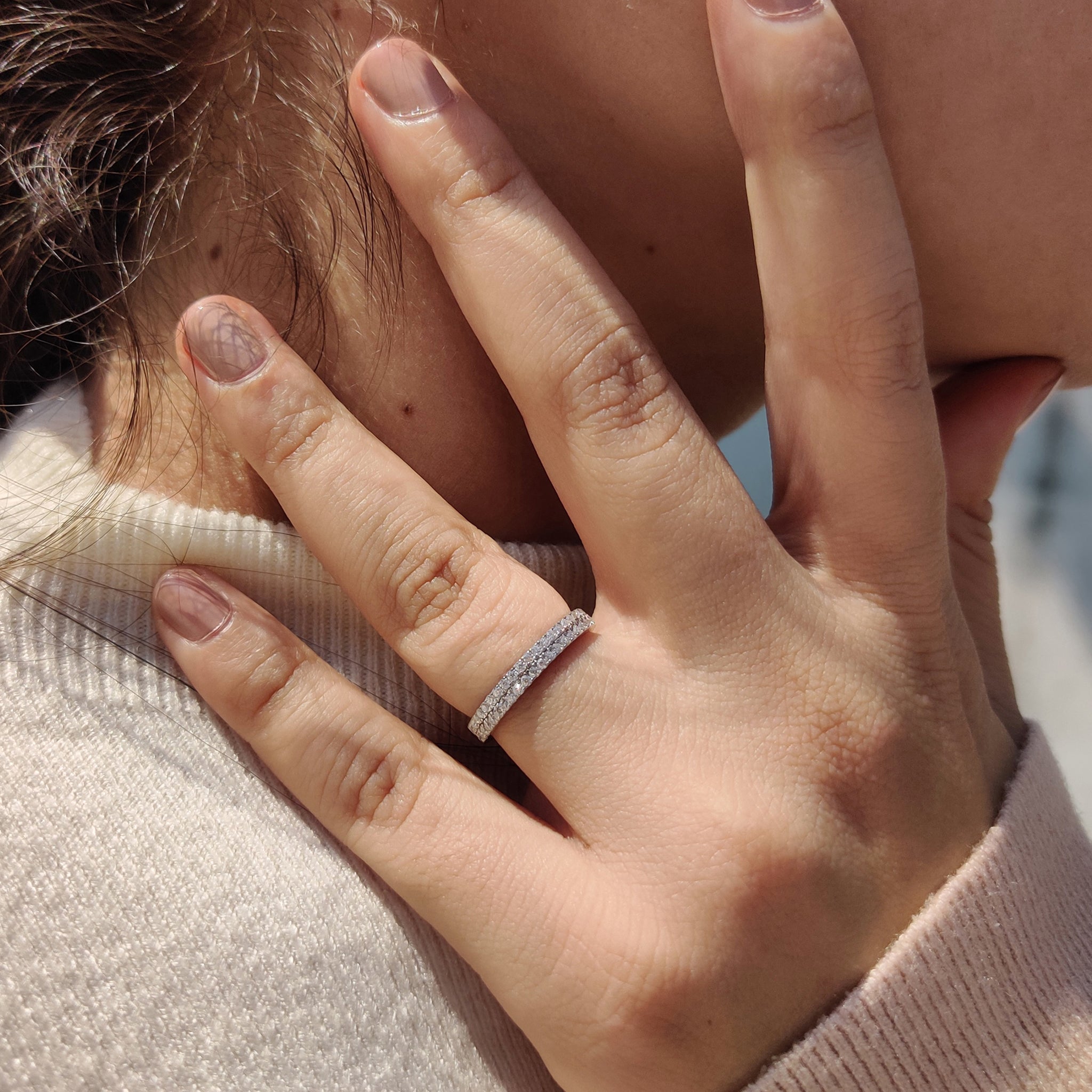 Round Cut Band In Half Eternity Setting