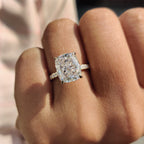 Cushion Cut Engagement Ring With Hidden Halo Setting