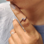 2 Round Cut Moissanite In Open Gap Wedding Band