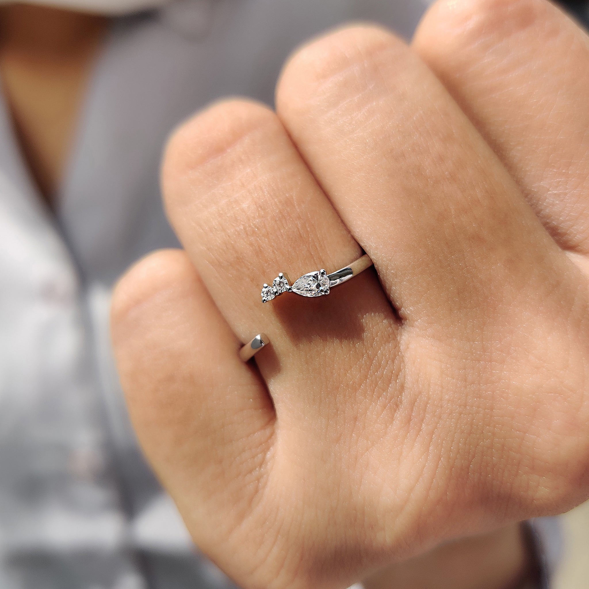 3 Stone Wedding Band In Pear And Round Cut
