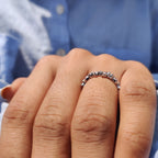 Multi Shape Moissanite Band In Half Eternity Style