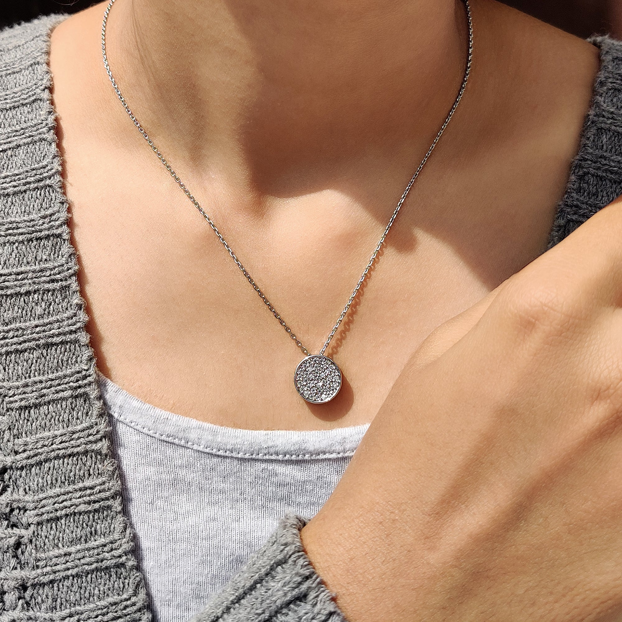 Lab Grown Round Diamond Cluster Pendant Secondary image