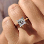 Princess Cut Solitaire Ring in a Cathedral Setting