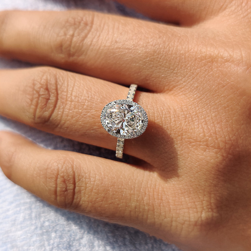 Oval Diamond Ring with Halo Style
