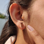 Baguette Cut Earrings In Semi Bezel Style