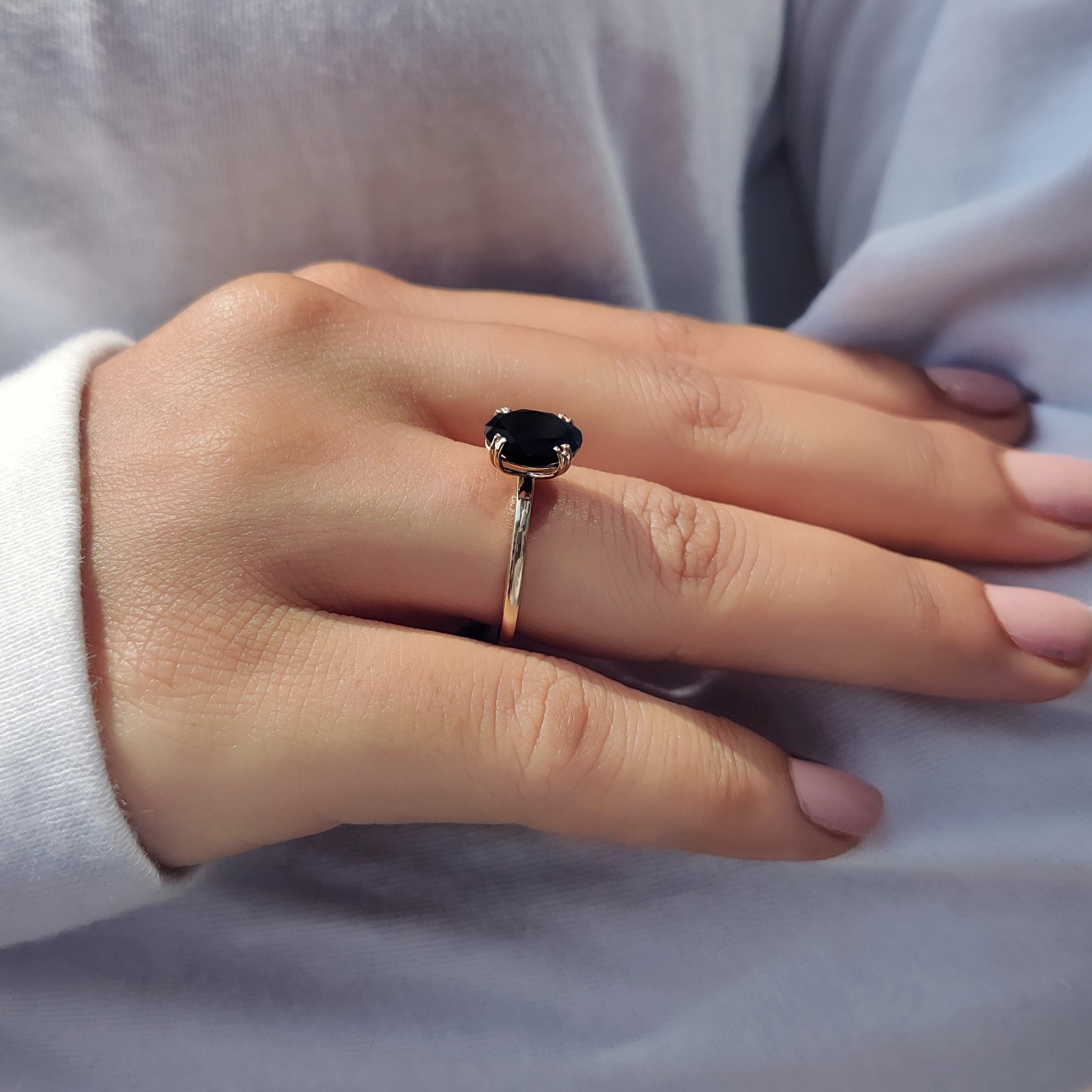 Double Prong Back Oval Cut Engagement Ring