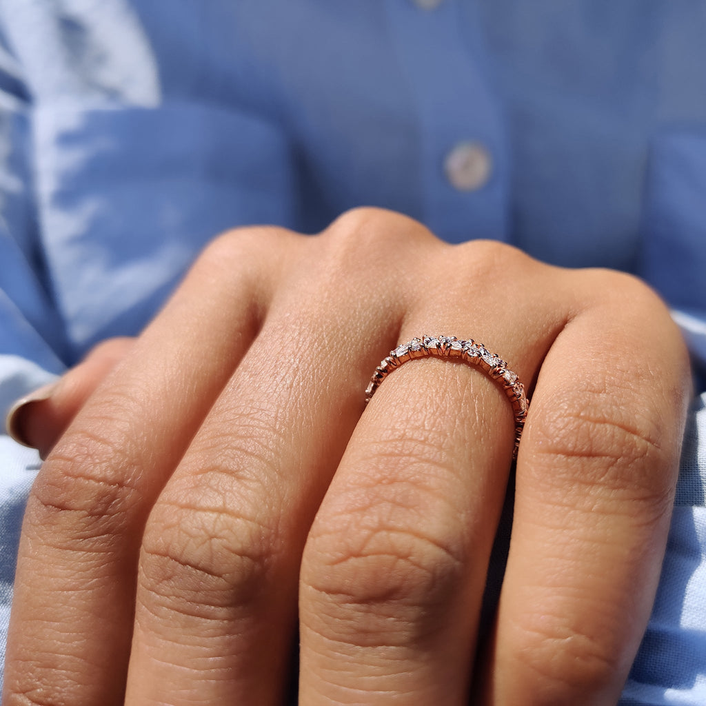 Marquise Cut Wedding Band In Full Eternity Style