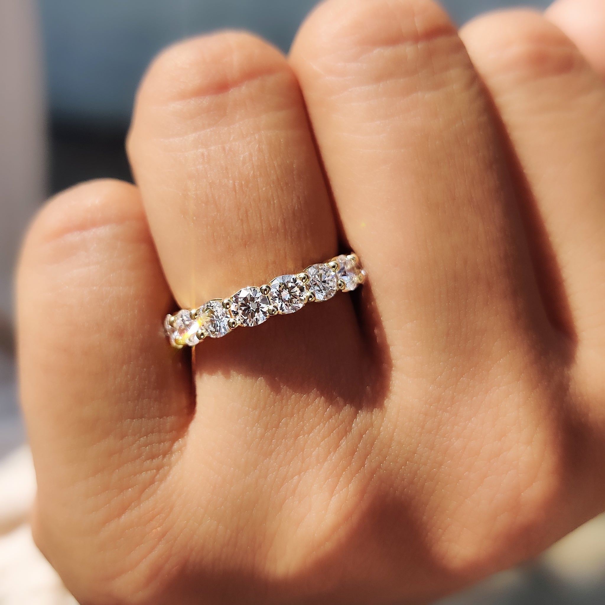 Diamond Half Eternity Band In Round Cut Imagen secundaria del producto