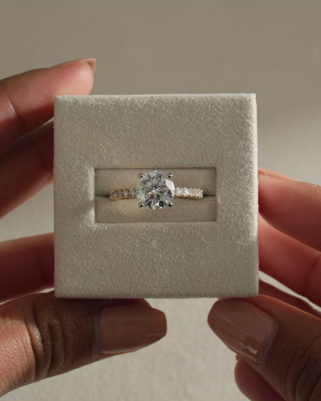 1.80-3.80 CT Round Cut Lab Grown Diamond Hidden Halo & Pave Engagement Ring