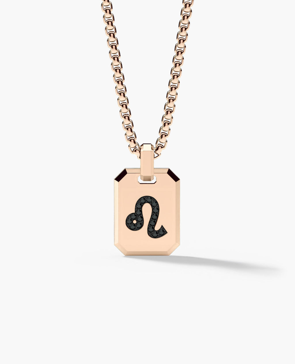 LEO MINI ZODIAC Dog Tag Gold Pendant with 0.25ct Black Diamonds