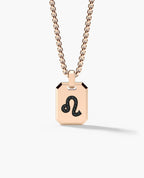LEO MINI ZODIAC Dog Tag Gold Pendant with 0.25ct Black Diamonds