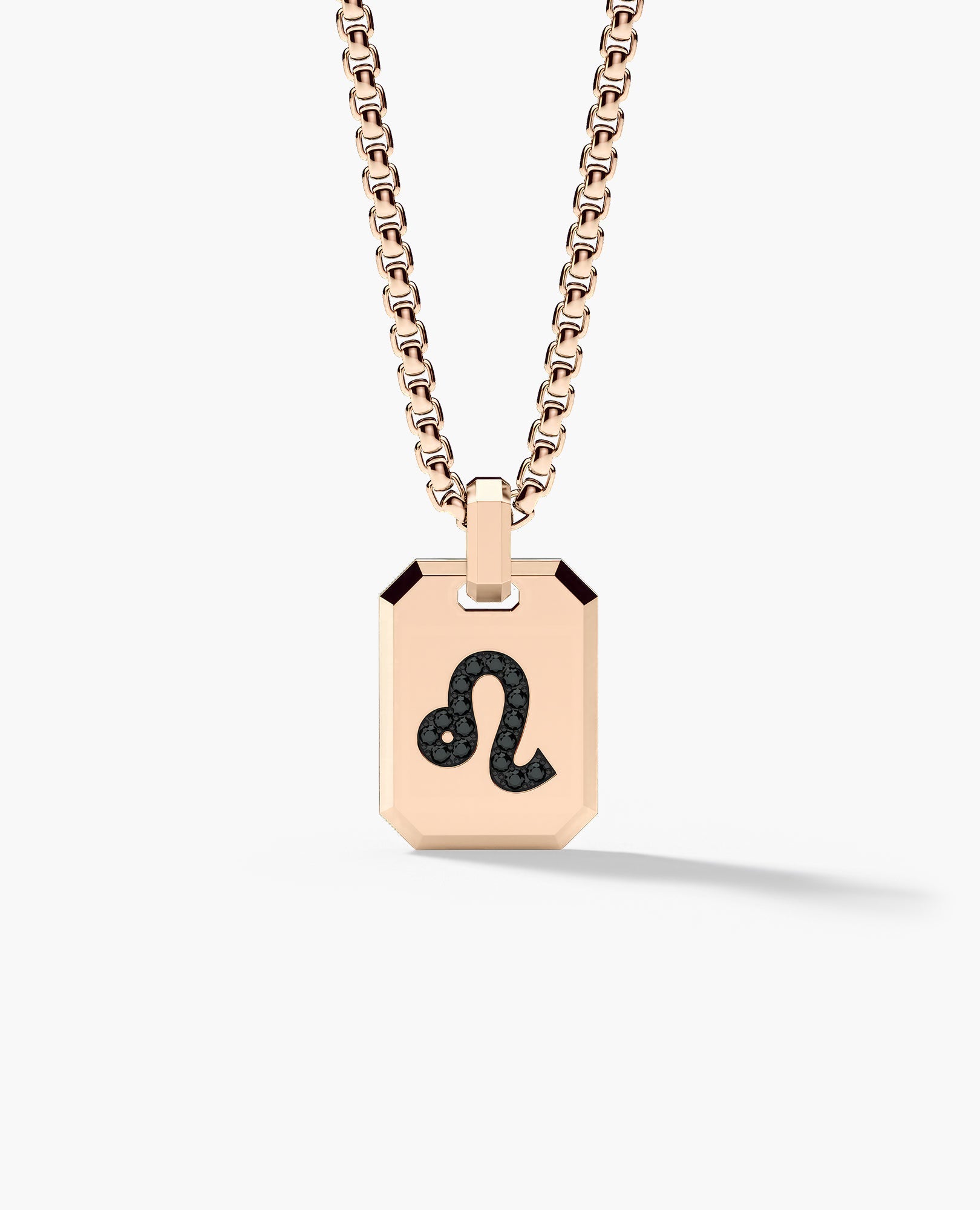 LEO MINI ZODIAC Dog Tag Gold Pendant with 0.25ct Black Diamonds