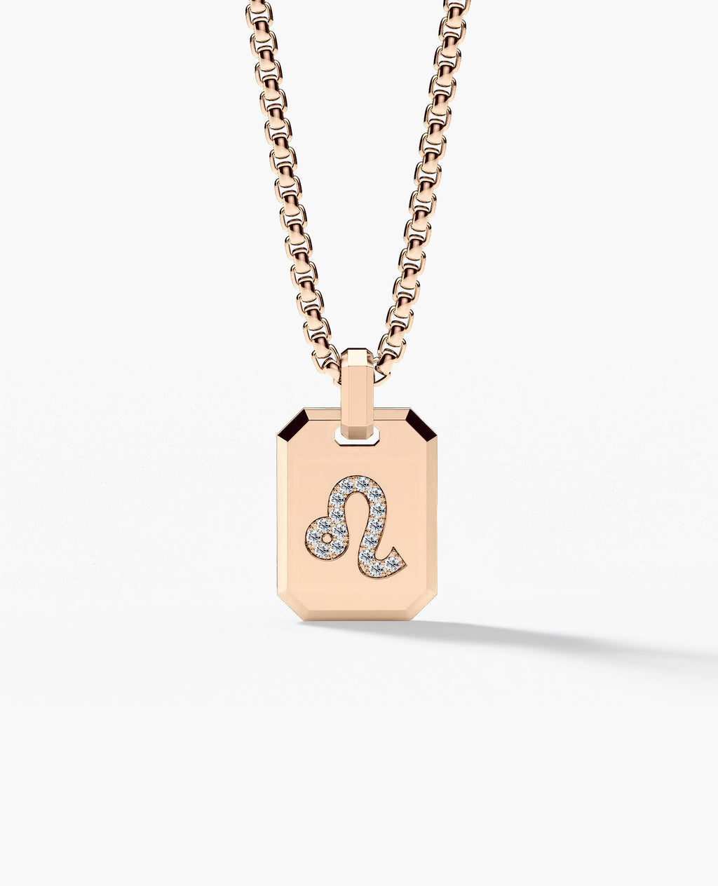 LEO MINI ZODIAC Dog Tag Gold Pendant with 0.25ct Diamonds