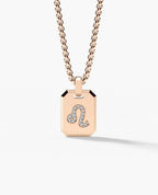LEO MINI ZODIAC Dog Tag Gold Pendant with 0.25ct Diamonds