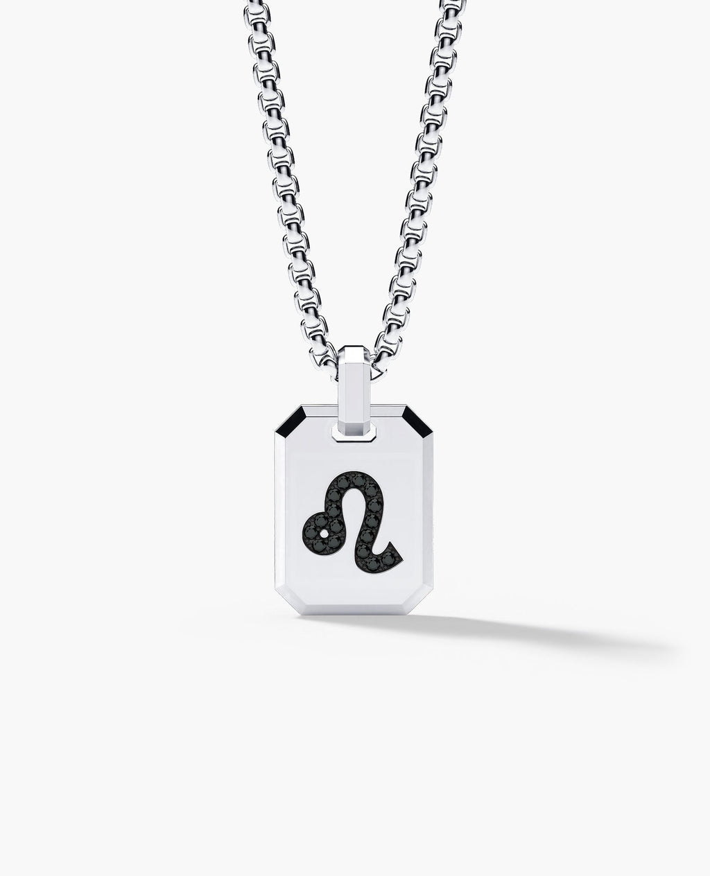 LEO MINI ZODIAC Dog Tag Gold Pendant with 0.25ct Black Diamonds