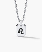 LEO MINI ZODIAC Dog Tag Gold Pendant with 0.25ct Black Diamonds