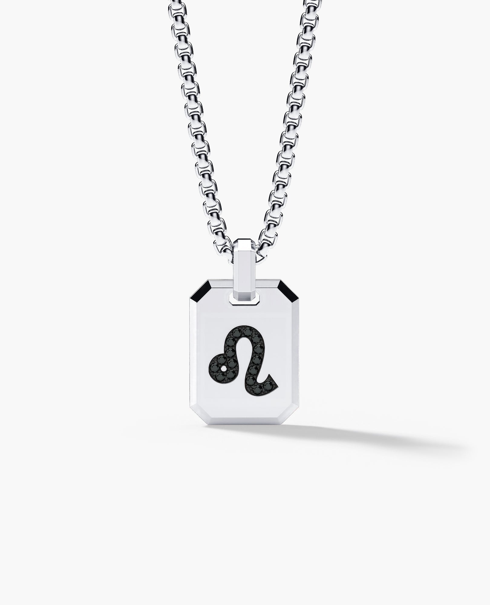 LEO MINI ZODIAC Dog Tag Gold Pendant with 0.25ct Black Diamonds
