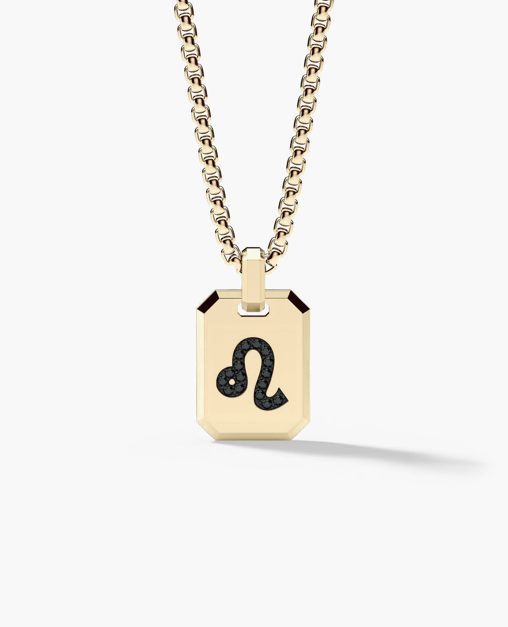 LEO MINI ZODIAC Dog Tag Gold Pendant with 0.25ct Black Diamonds