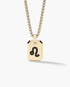 LEO MINI ZODIAC Dog Tag Gold Pendant with 0.25ct Black Diamonds