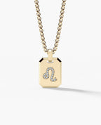 LEO MINI ZODIAC Dog Tag Gold Pendant with 0.25ct Diamonds