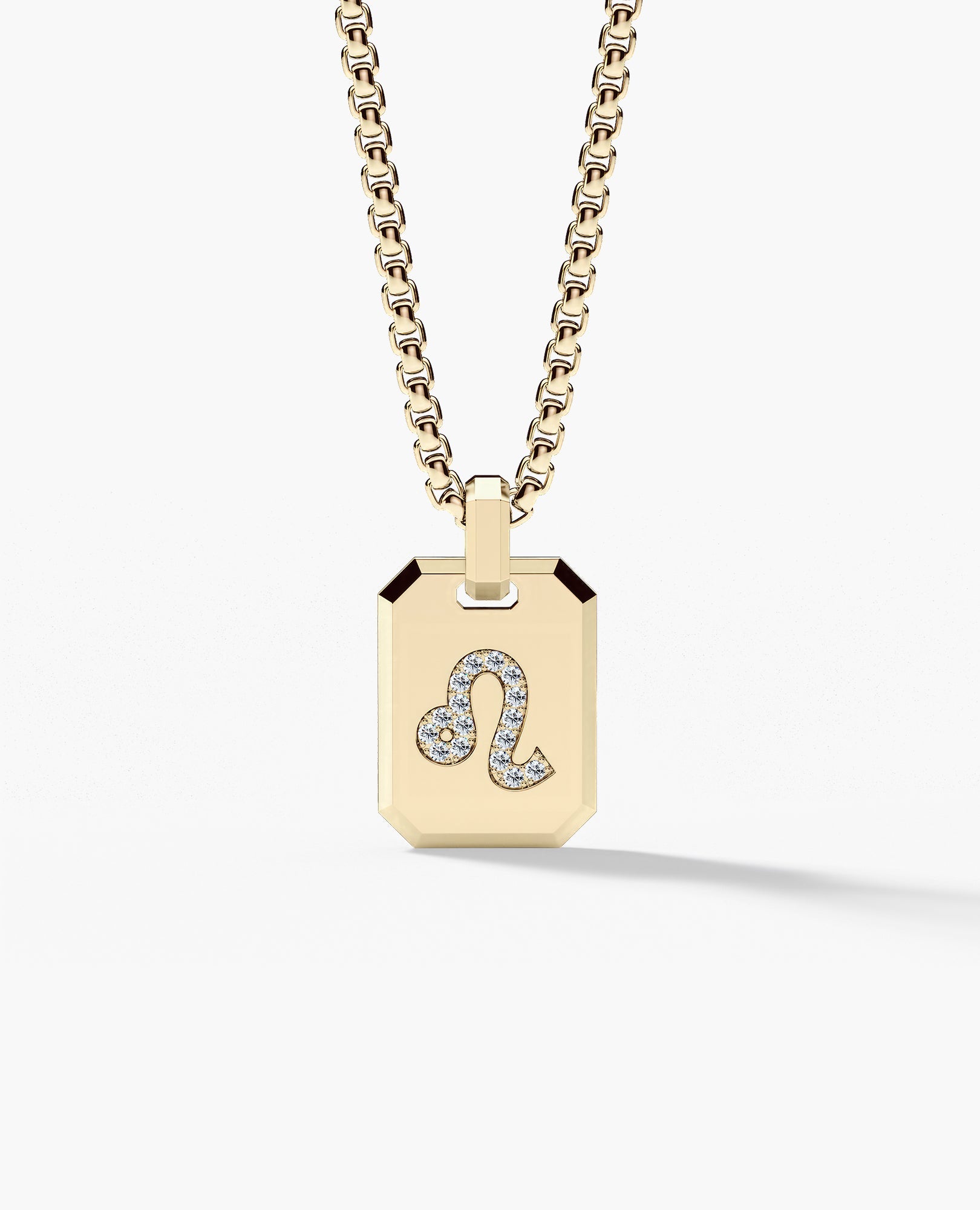 LEO MINI ZODIAC Dog Tag Gold Pendant with 0.25ct Diamonds