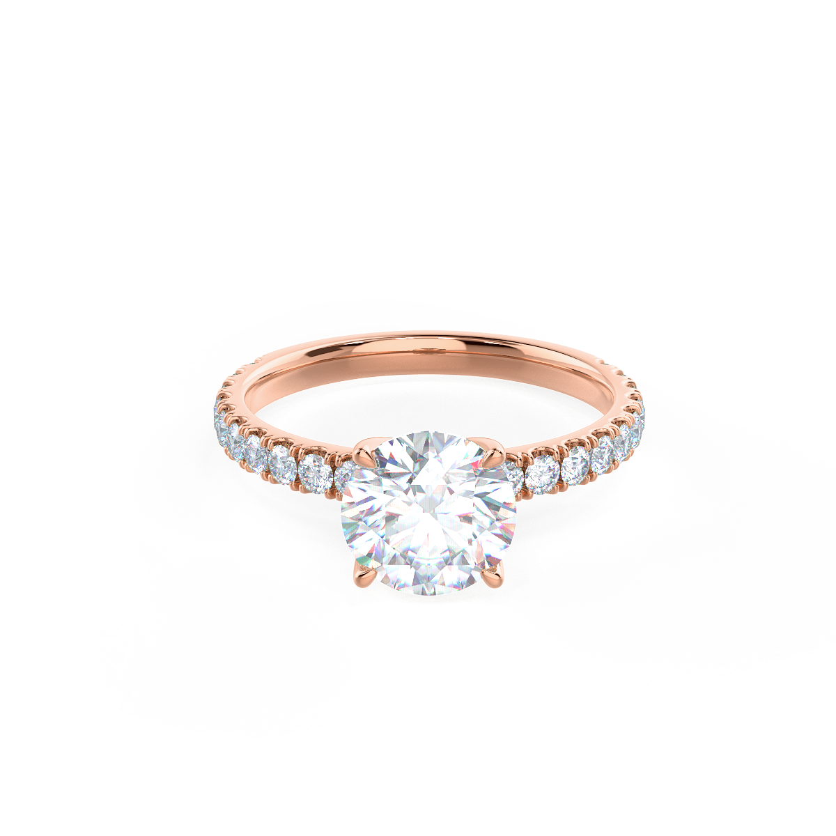 2.25 CT Round Moissanite Solitaire Pave Setting Engagement Ring