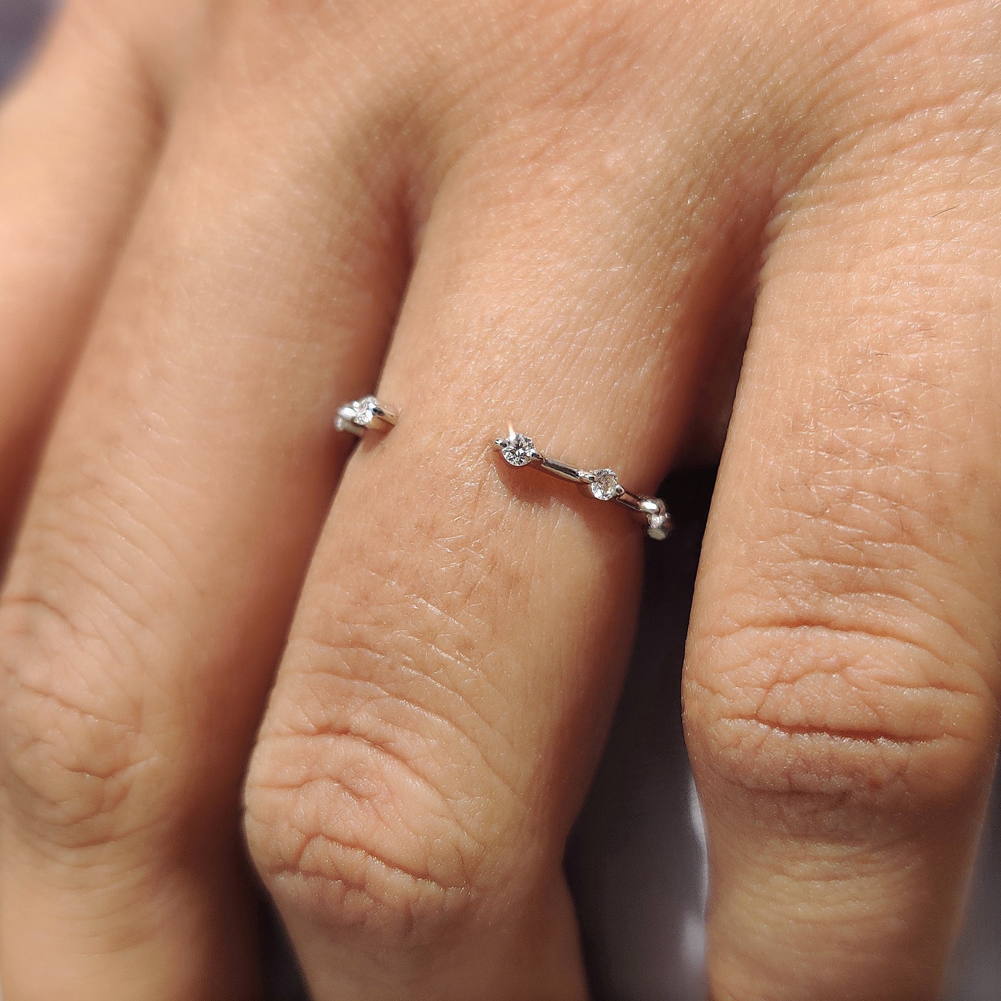 Open Gap Wedding Band with Round Cut Diamond