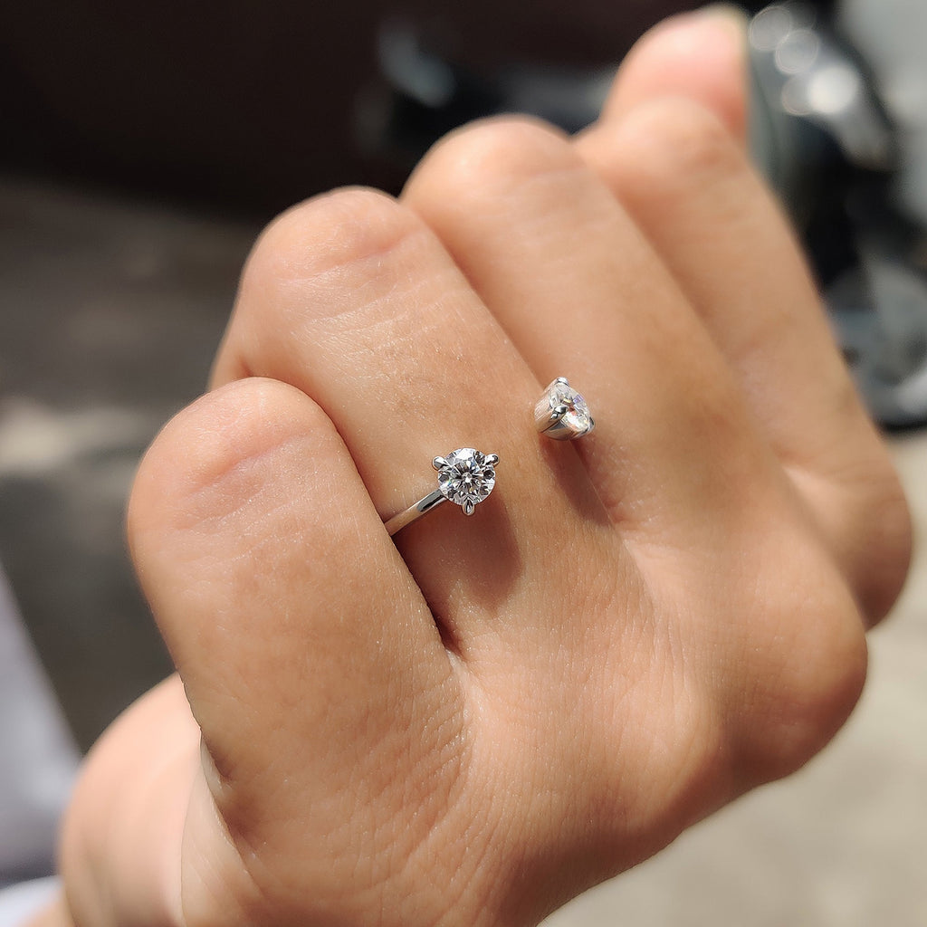 Round Cut 2 Stone Open Gap Wedding Band