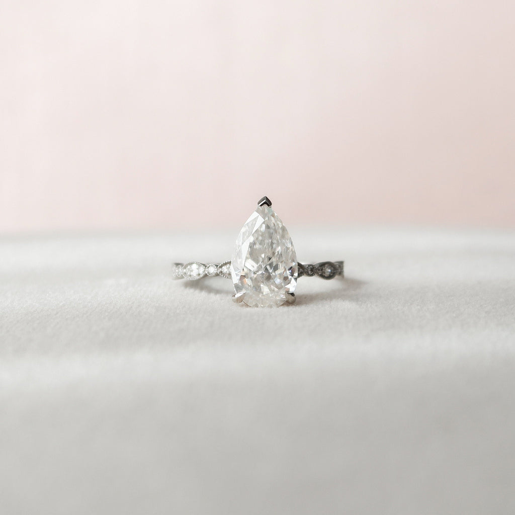 2.50 CT Pear Moissanite Vintage Setting Engagement Ring
