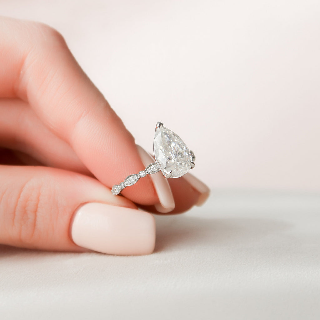 2.50 CT Pear Moissanite Vintage Setting Engagement Ring