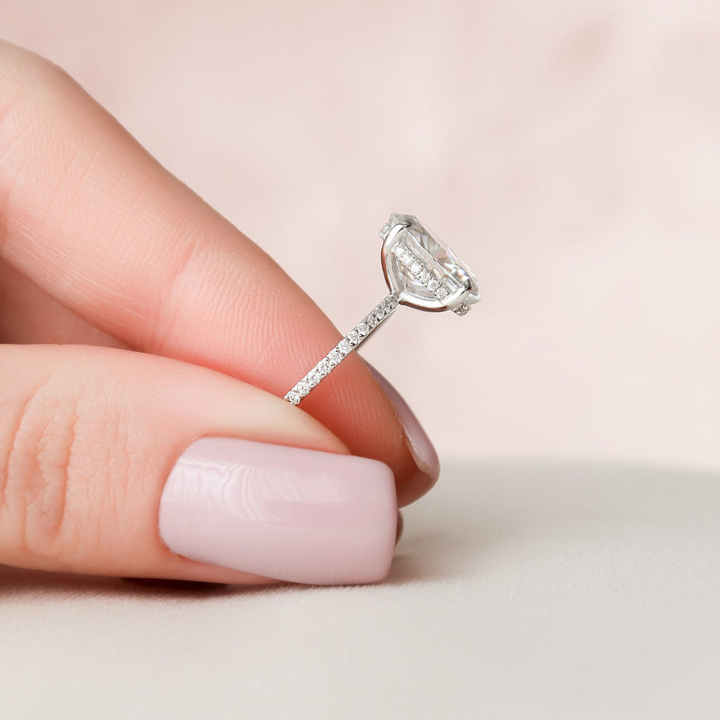 3.0 CT Oval Moissanite Hidden Halo Setting Engagement Ring
