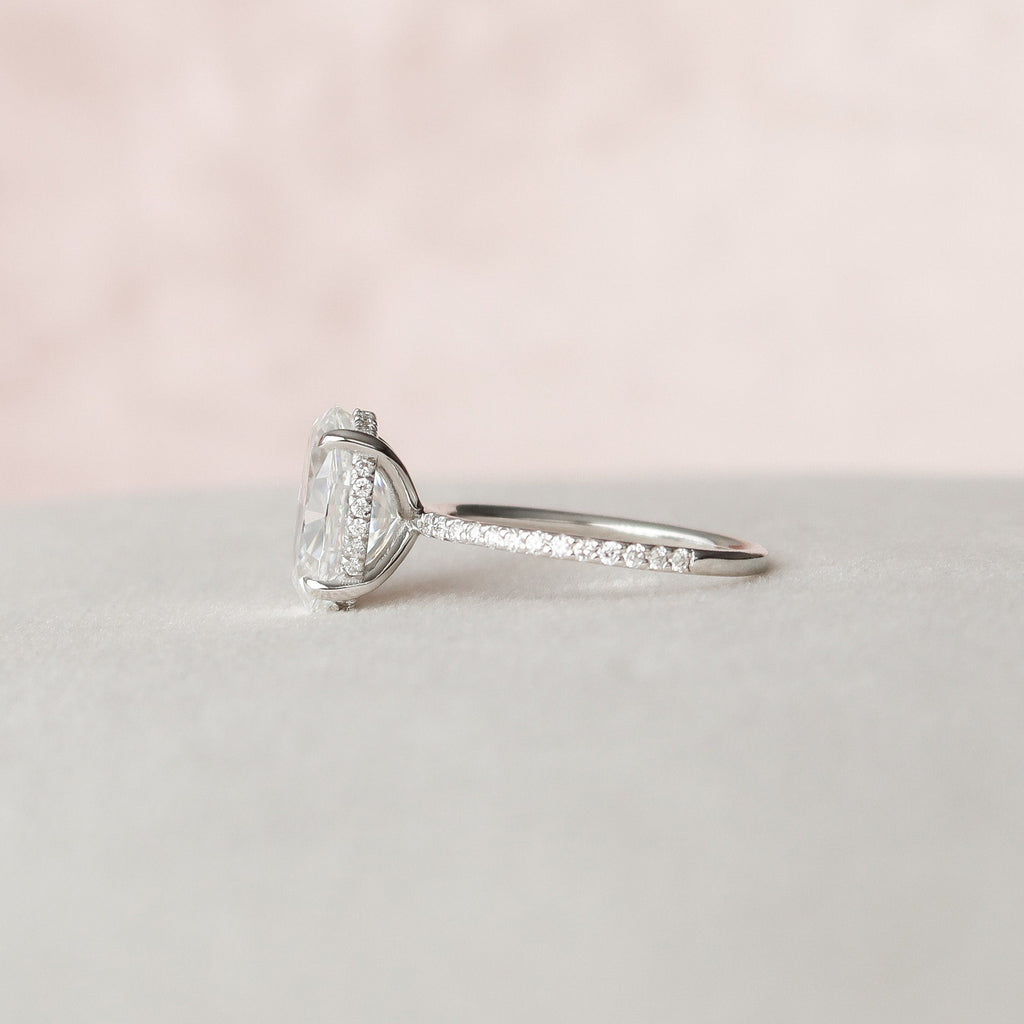 3.0 CT Oval Moissanite Hidden Halo Setting Engagement Ring