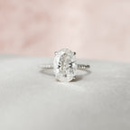3.0 CT Oval Moissanite Hidden Halo Setting Engagement Ring